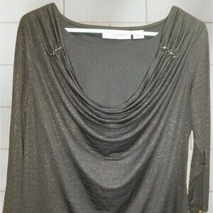 Sag Harbor Black and Glittery Gold Cowl Neck Small